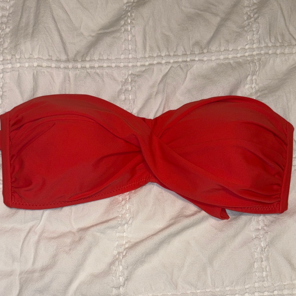 ABS Allen Schwartz Coral Color Twist Bandeau Bikini Top